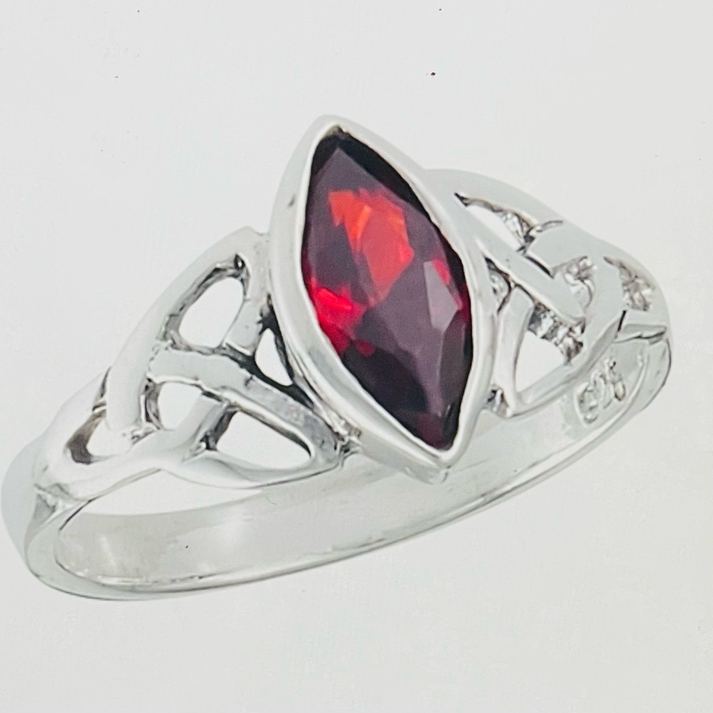 Sterling silver 925 size 7 ruby red Celtic style ring